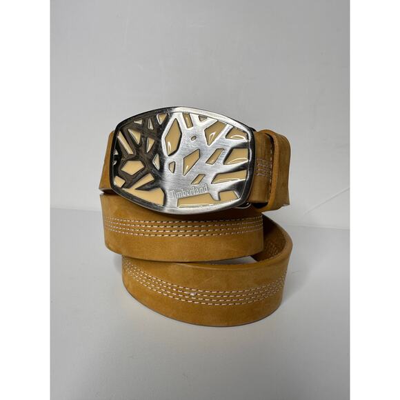 Timberland Suede Leather Belt with Buckle Unisex Tan Natural Size XL - Picture 1 of 5